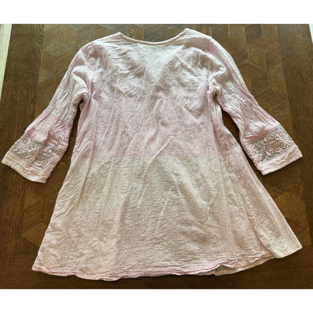 Boho Pink Lace‎ Country Cottage Folk Mock Neck Top Vtg Blouse Womens SMALL